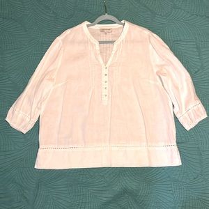 Jones New York Ivory Linen Top Size XL Light & Breezy Shirt for Summer Details!